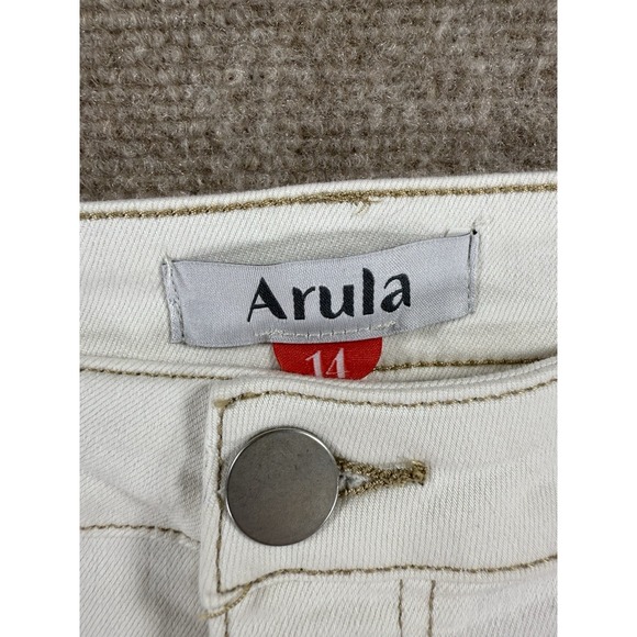 Arula Women's Size 14 White Denim Shorts High Rise 6.25" Inseam Raw Hem NWT - Picture 3 of 10